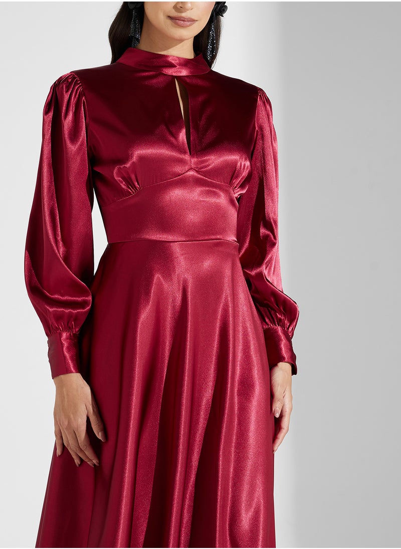 FULL SLEEVES SATIN MAXI DRESS