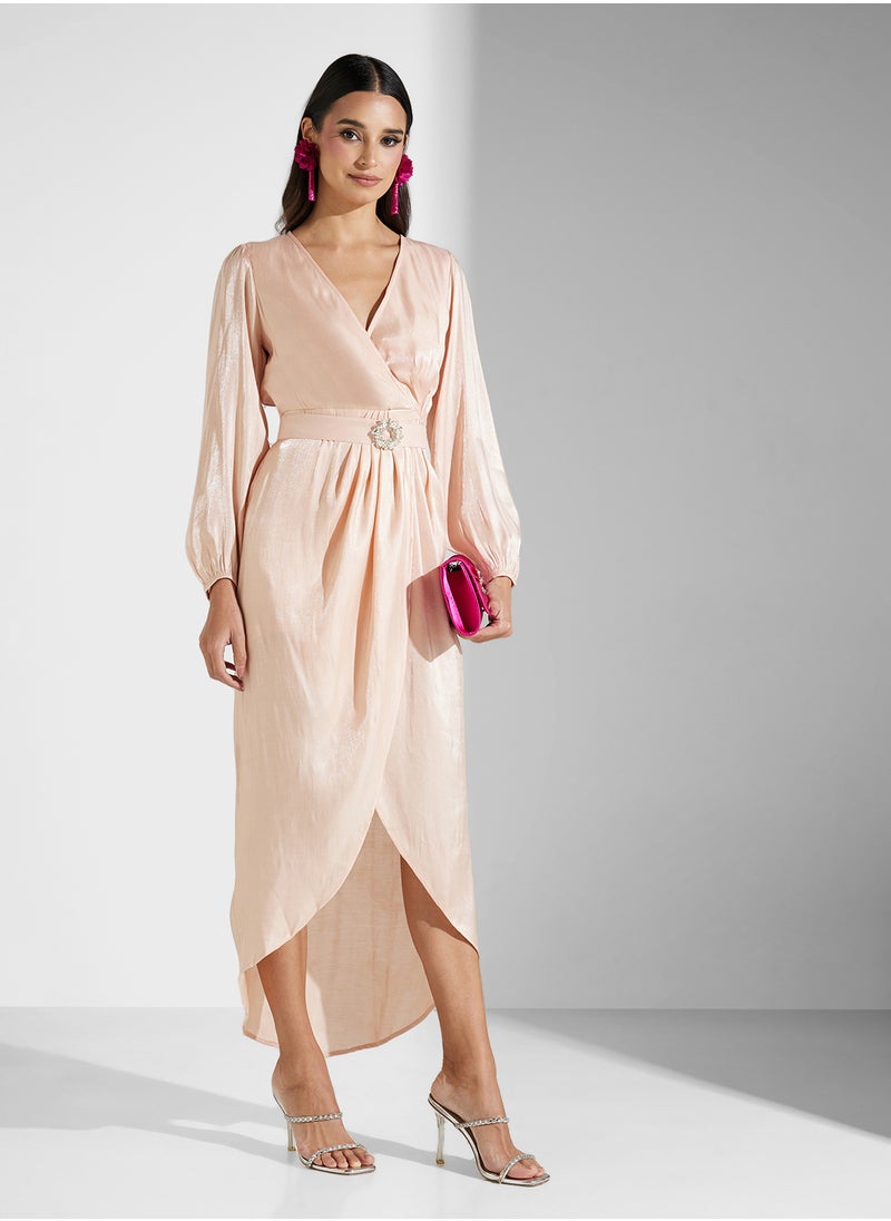 LUREX WRAP MIDI DRESS