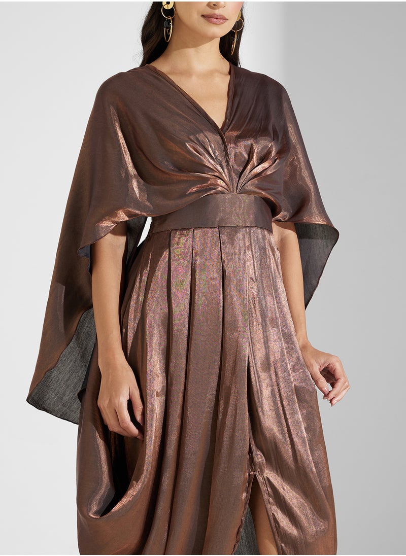 ROTANA SHIMMER CAPE  DRESS