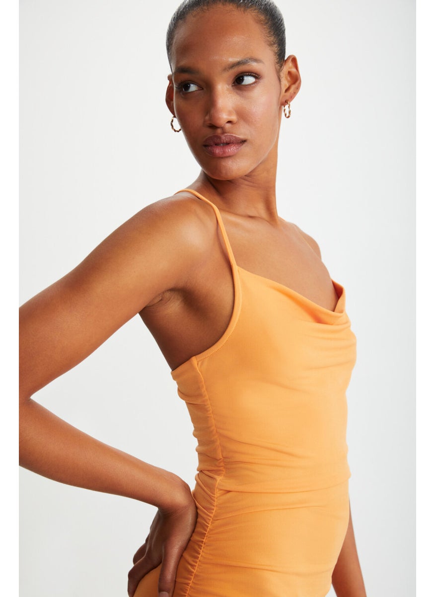 Koralia Women's Strappy Mini Orange Dress