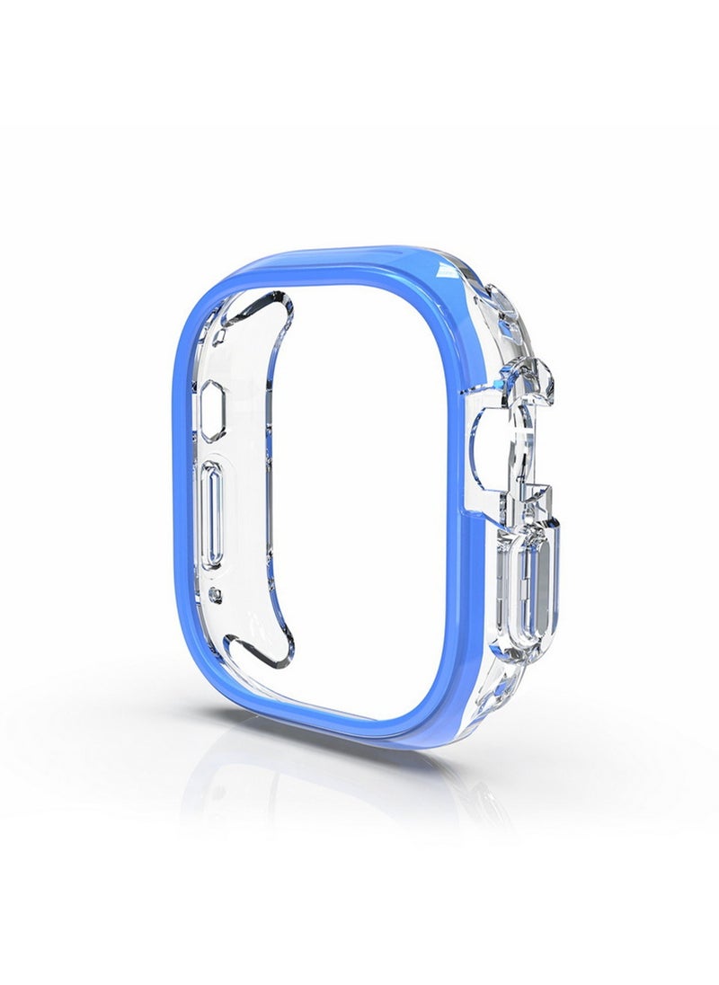 Transparent Blue 45mm For Apple Watch Ultra 2nd Generation S9 Protective Case Hollow, Tpu Electroplating Anti-Fall