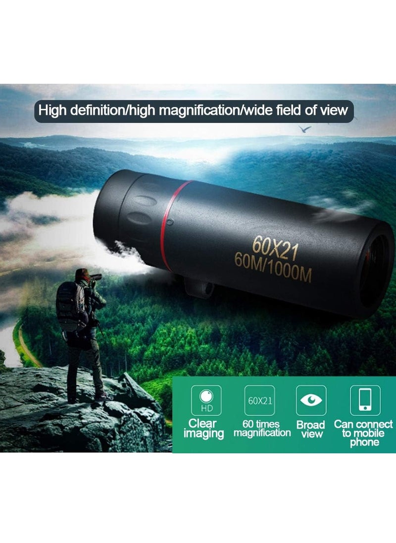 Adult Pocket Monocular Telescope, Mini High Power Handheld Telescope for Bird Watching, Hunting, Camping, Hiking, Live Concerts and Games (60/1000M)