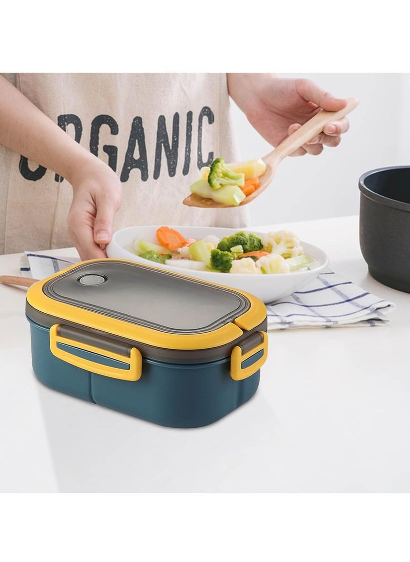 Portable Lunch Box Large Capacity Lunch Box Divided Bento Box Divided Lunch Box Fresh-keeping Box Microwave Friendly Design 1200ml (Blue)