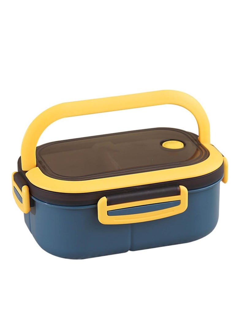 Portable Lunch Box Large Capacity Lunch Box Divided Bento Box Divided Lunch Box Fresh-keeping Box Microwave Friendly Design 1200ml (Blue)