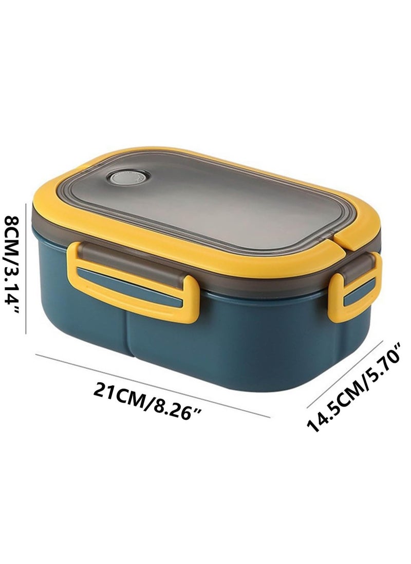 Portable Lunch Box Large Capacity Lunch Box Divided Bento Box Divided Lunch Box Fresh-keeping Box Microwave Friendly Design 1200ml (Blue)