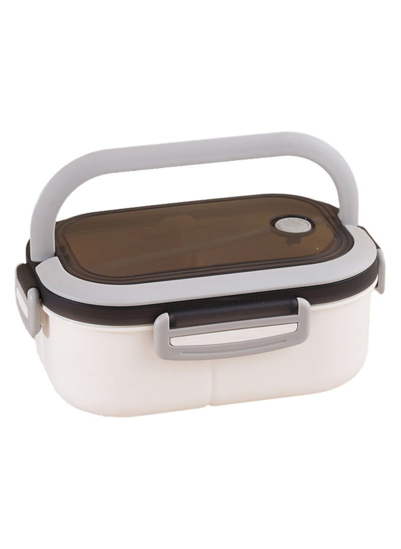 Portable Lunch Box Large Capacity Lunch Box Divided Bento Box Divided Lunch Box Fresh-keeping Box Microwave Friendly Design 1200ml (White)