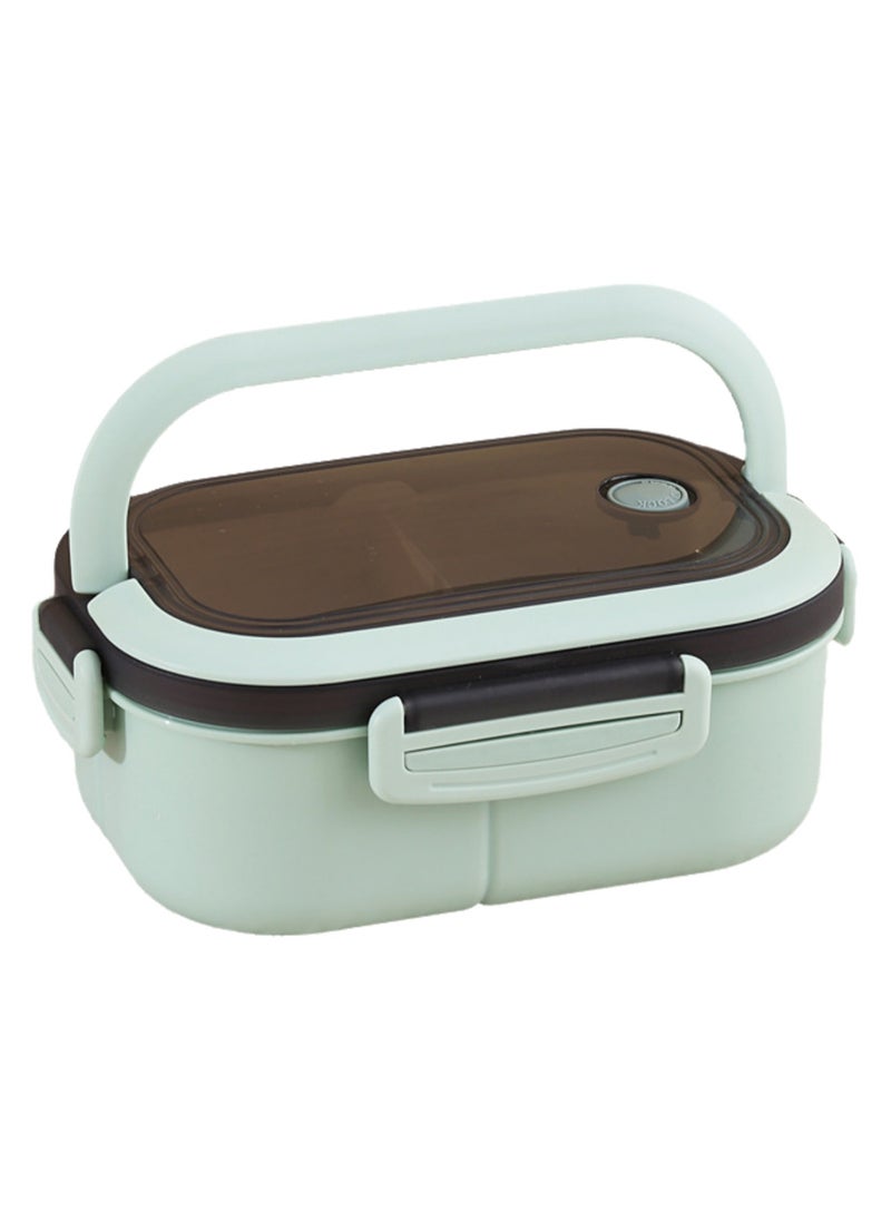 Portable Lunch Box Large Capacity Lunch Box Divided Bento Box Divided Lunch Box Fresh-keeping Box Microwave Friendly Design 1200ml (Green)