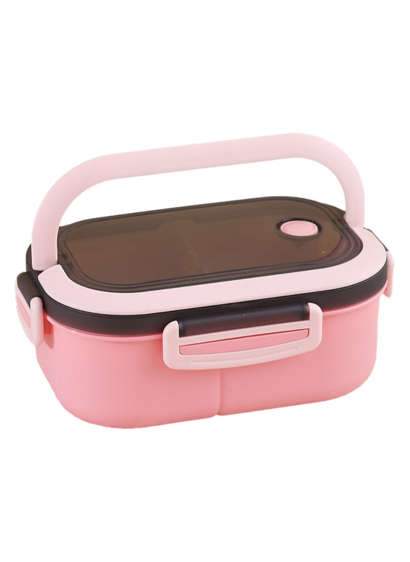 Portable Lunch Box Large Capacity Lunch Box Divided Bento Box Divided Lunch Box Fresh-keeping Box Microwave Friendly Design 1200ml (Pink)