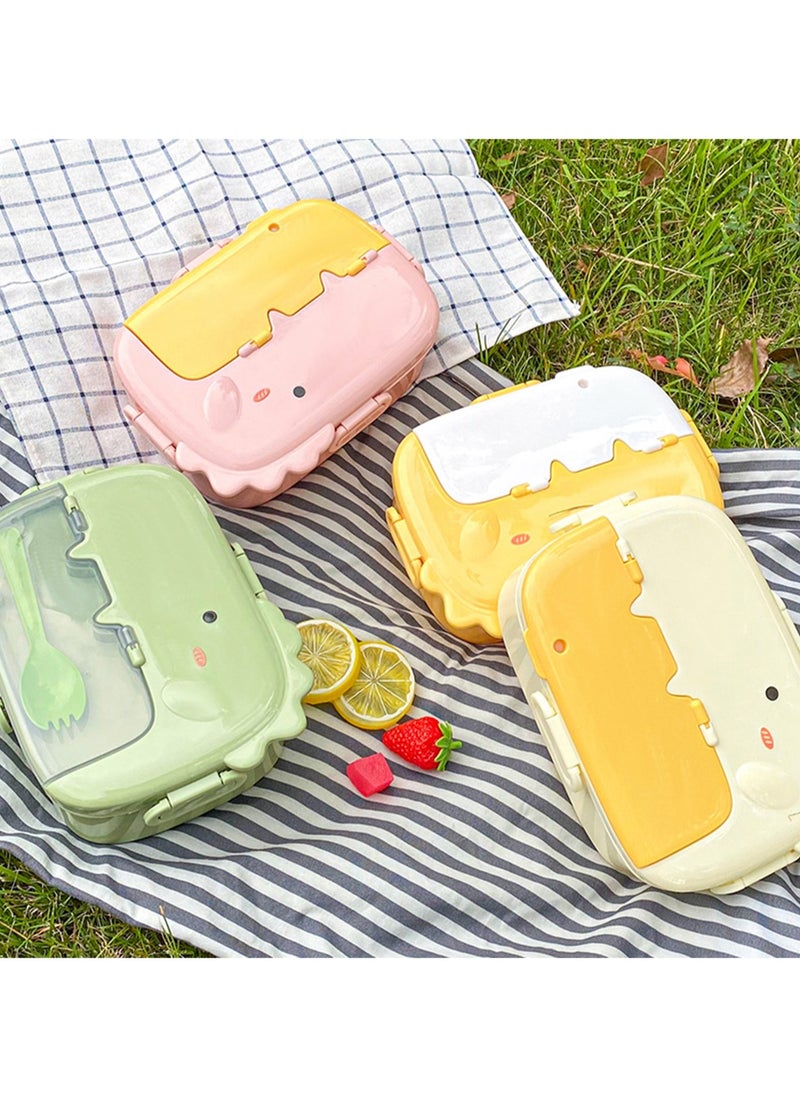 Cartoon Insulated Lunch Box, Student Canteen Lunch Box, Office Worker Microwaveable Lunch Box (Green)