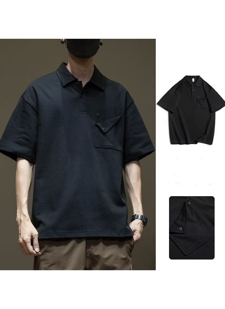 New Men's Loose High End Half Sleeve Polo Shirt