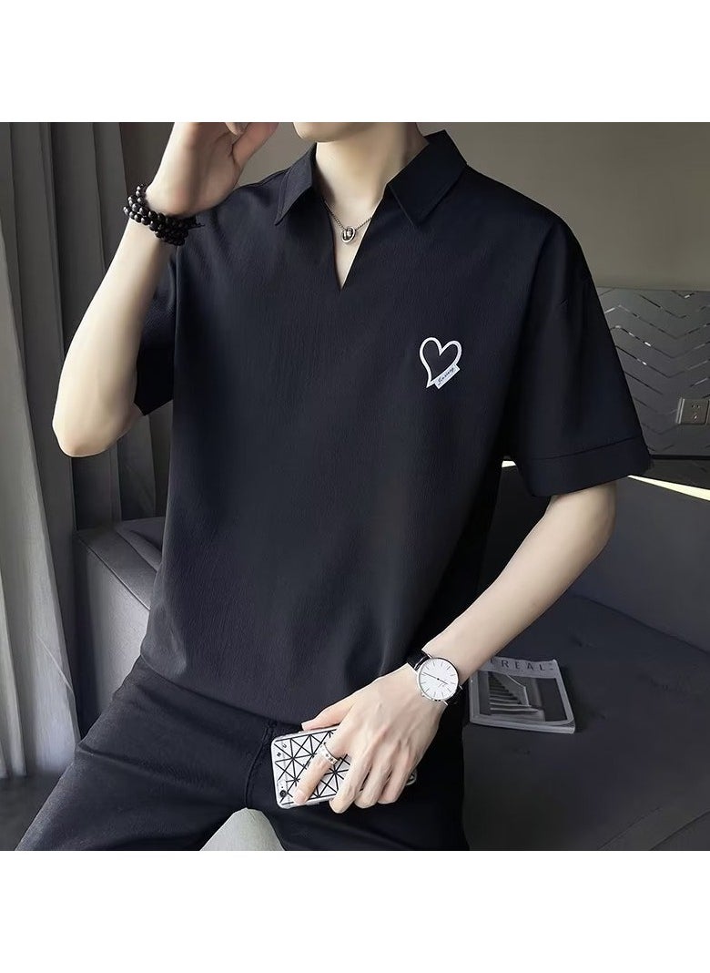 New Men's Loose High End Half Sleeve Polo Shirt