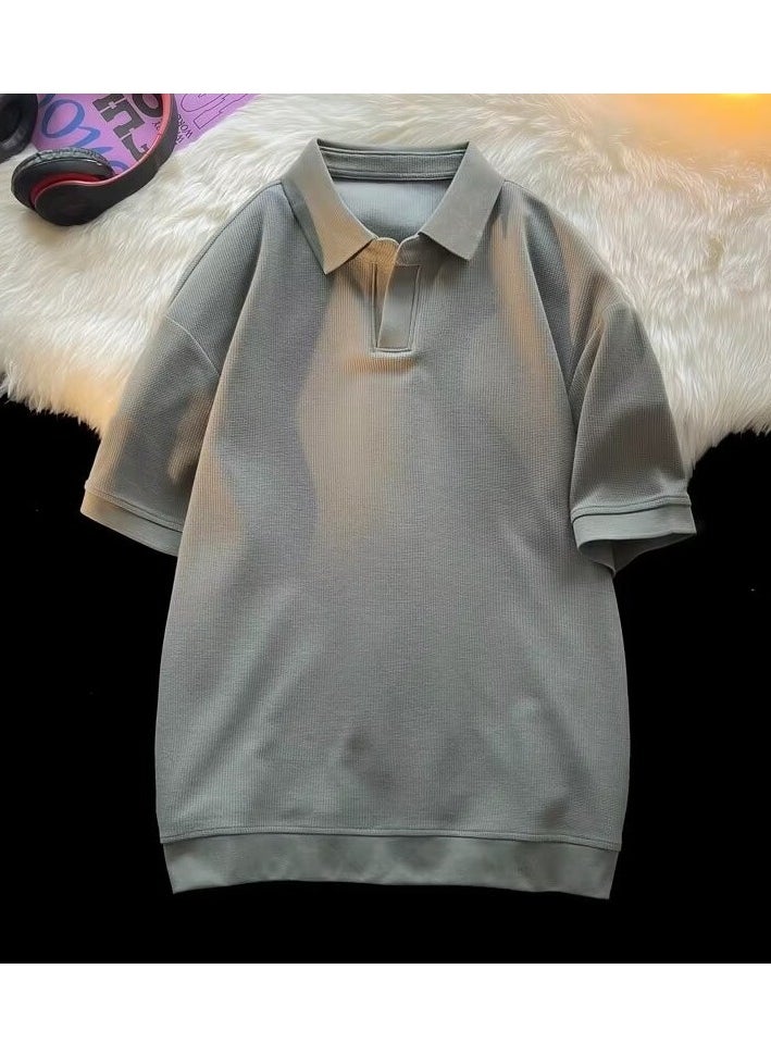 New Men's Loose High End Half Sleeve Polo Shirt