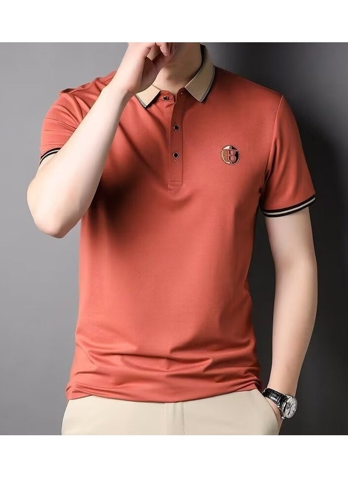 New Men's Loose High End Half Sleeve Polo Shirt