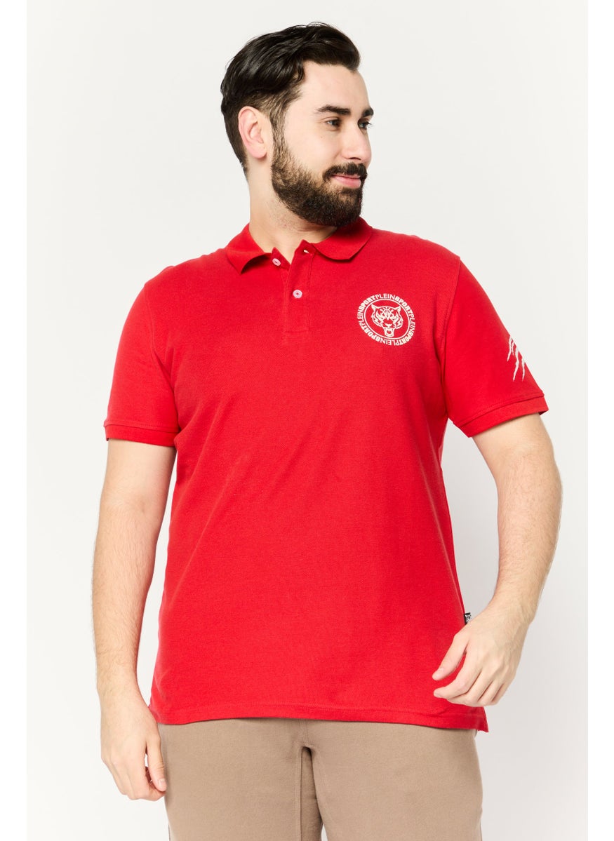 Men Sportswear Fit Short Sleeves Outdoor Polo Shirt, Red