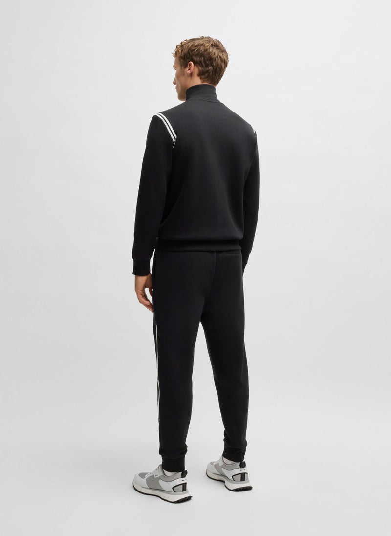 Stretch-cotton regular-fit tracksuit with stripe inserts