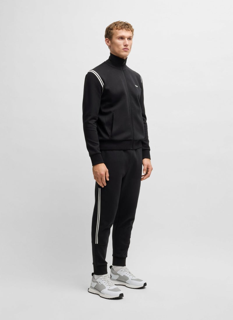 Stretch-cotton regular-fit tracksuit with stripe inserts