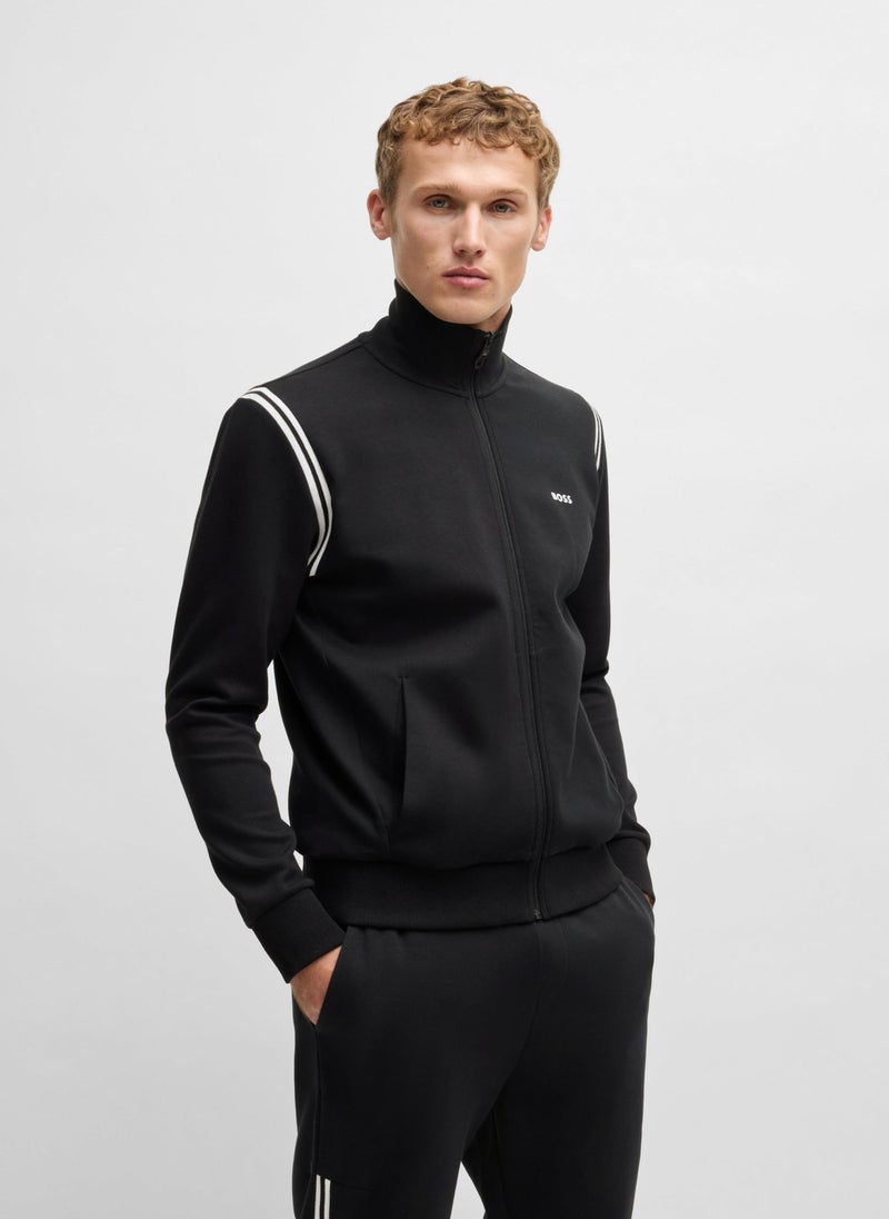 Stretch-cotton regular-fit tracksuit with stripe inserts