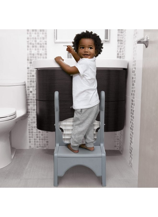 Delta Children Little Jon-EE Adjustable Potty Seat and Step Stool, White/Grey