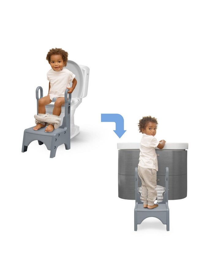 Delta Children Little Jon-EE Adjustable Potty Seat and Step Stool, White/Grey