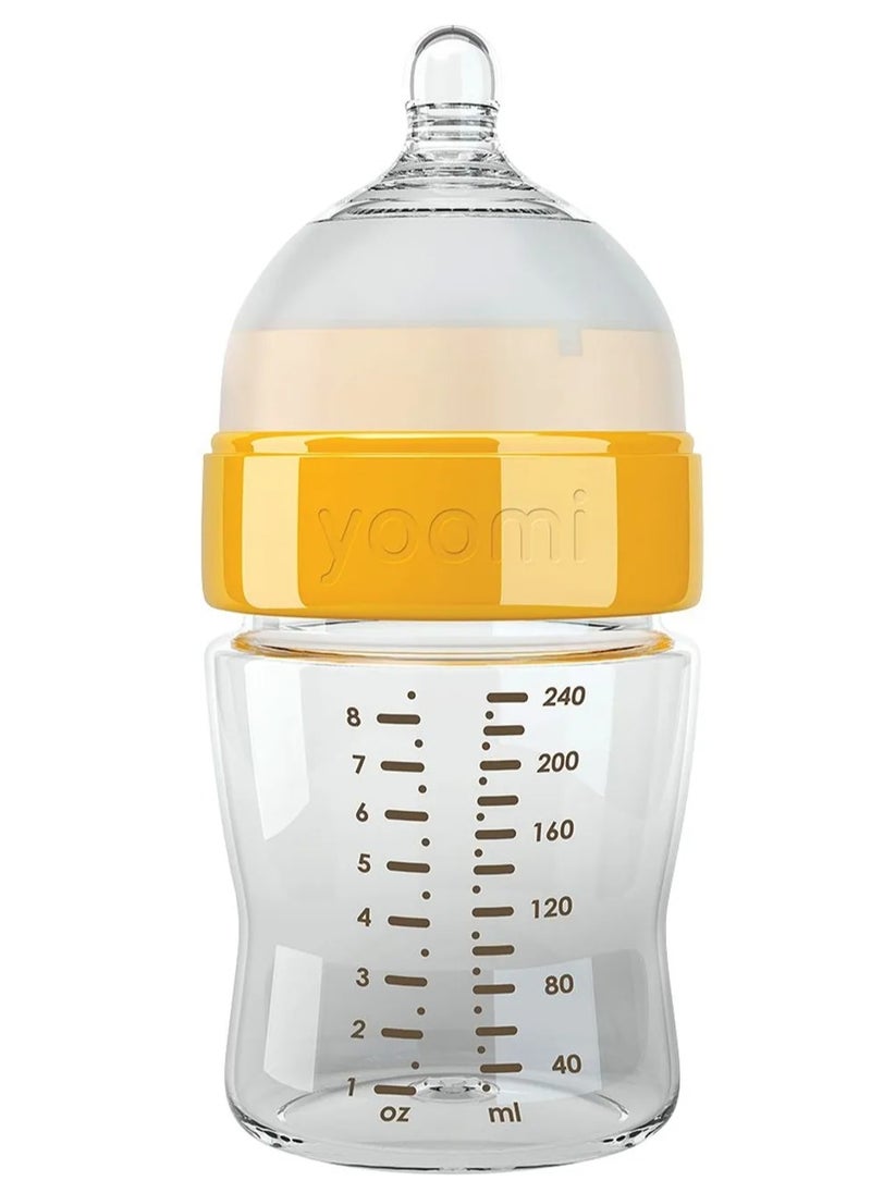 Yoomi Anti-Colic Baby Feeding Bottles – 240ml, BPA Free, Soft Teat, 6 Anti-Colic Vents, Wide Neck for Easy Filling & Cleaning, Spill-Free Cap, Ideal for Bottle & Breastfeeding Transition