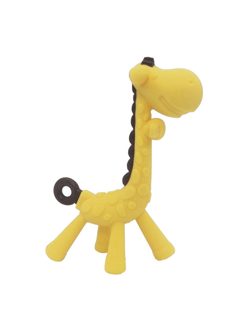 Food Grade Silicone Teething Stick Giraffe Teether and Sensory Toy for Babies and Toddlers, BPA Free Teether (Yellow)