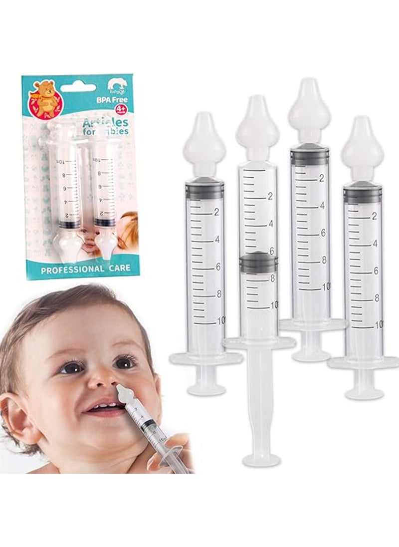 Baby Nasal Syringe  - 4 Pack - Safe Silicone Baby Nasal Aspirator Quick Syringe Nasal Cleaner Rinse Tool for Babies/Toddlers/Children