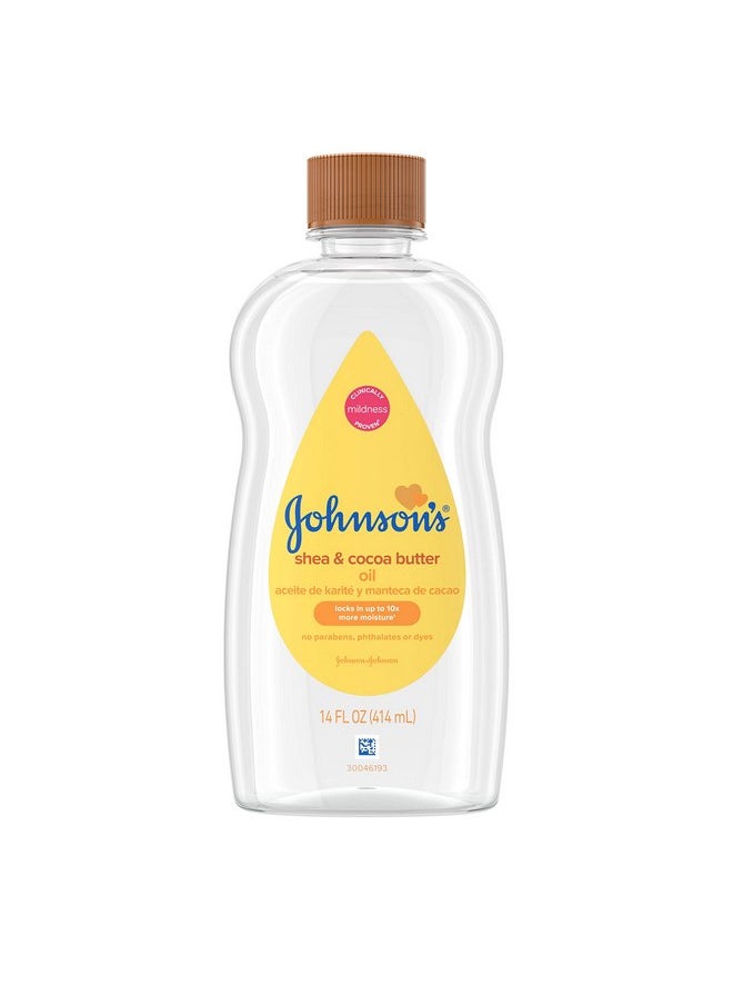 Johnson's Baby Oil, Mineral Oil Enriched With Shea & Cocoa Butter to Prevent Moisture Loss, Hypoallergenic, 14 fl. oz