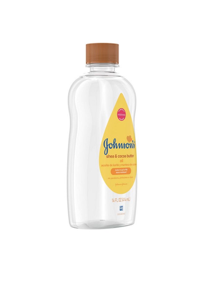 Johnson's Baby Oil, Mineral Oil Enriched With Shea & Cocoa Butter to Prevent Moisture Loss, Hypoallergenic, 14 fl. oz