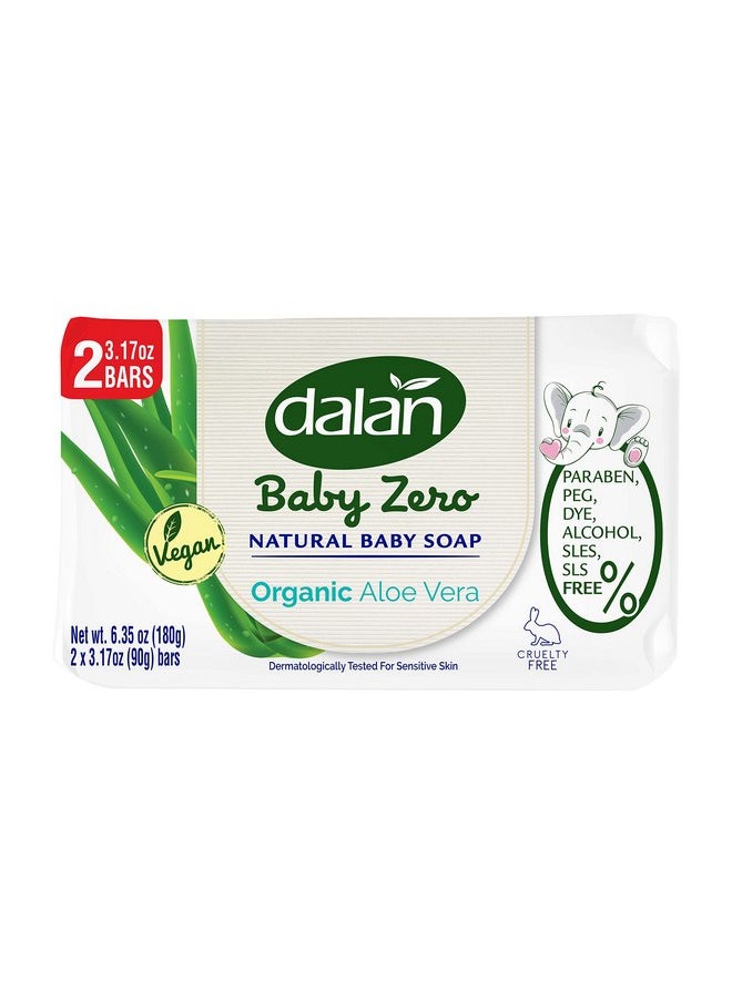 Dalan Baby Zero Natural Baby Soap Bar 3.17oz (2 Pack) - Paraben, PEG, DYE, Alcohol, SLES, SLS FREE (Aloe Vera, 2 Pack)