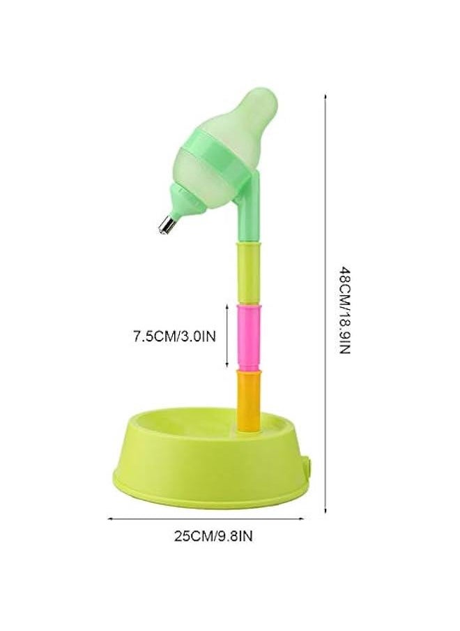 Pet Standing Water Dispenser, Dog Kennel Water Dispenser Cat Dog Standing Bowl Height with Detachable Pole Automatically Feeding Water (Green Base)