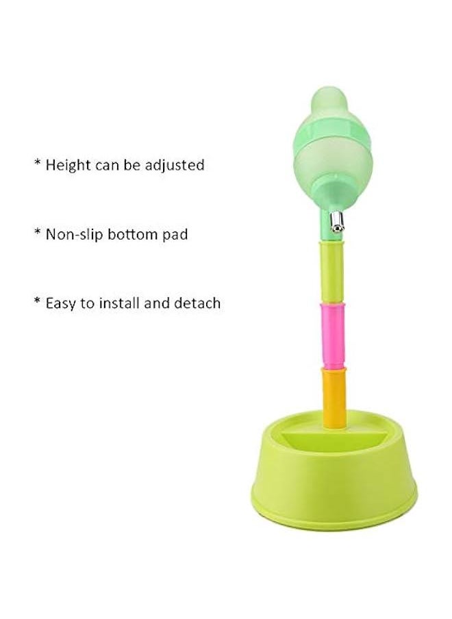 Pet Standing Water Dispenser, Dog Kennel Water Dispenser Cat Dog Standing Bowl Height with Detachable Pole Automatically Feeding Water (Green Base)