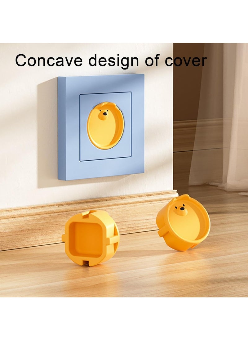 Baby Socket Cover, Silicone 2 Hole Electrical Socket Plug Cover, European Standard Protective Cover, Childproof Plug Protector, Silicone Socket Protective Cover, Electrical Socket Protection Against Electric Shock (Yellow)