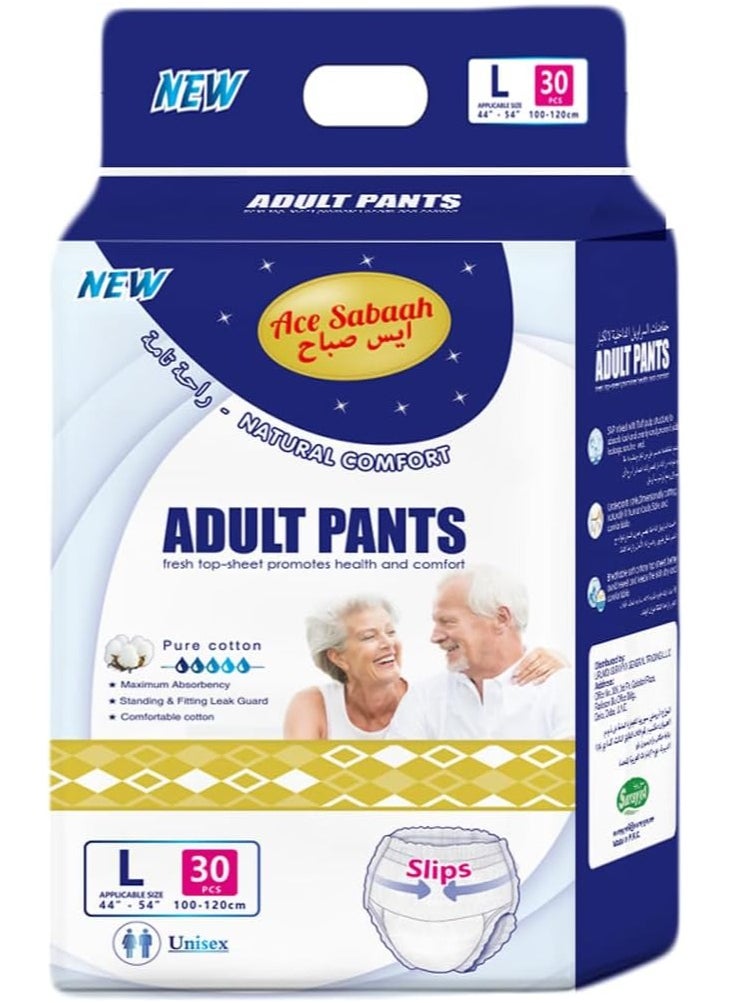 Maximum Absorbency Adult Pants Diapers Soft Large Waist 100-120cm Pack Of 30 Size 44-54 Inch