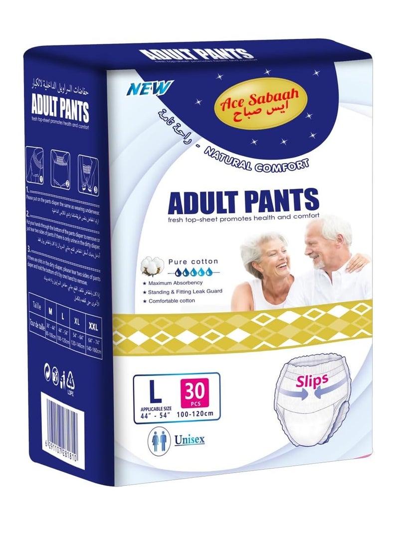 Maximum Absorbency Adult Pants Diapers Soft Large Waist 100-120cm Pack Of 30 Size 44-54 Inch