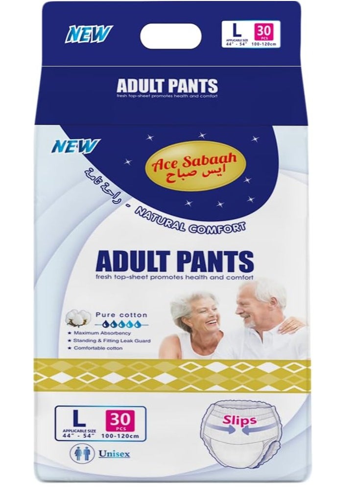 Maximum Absorbency Adult Pants Diapers Soft Large Waist 100-120cm Pack Of 30 Size 44-54 Inch