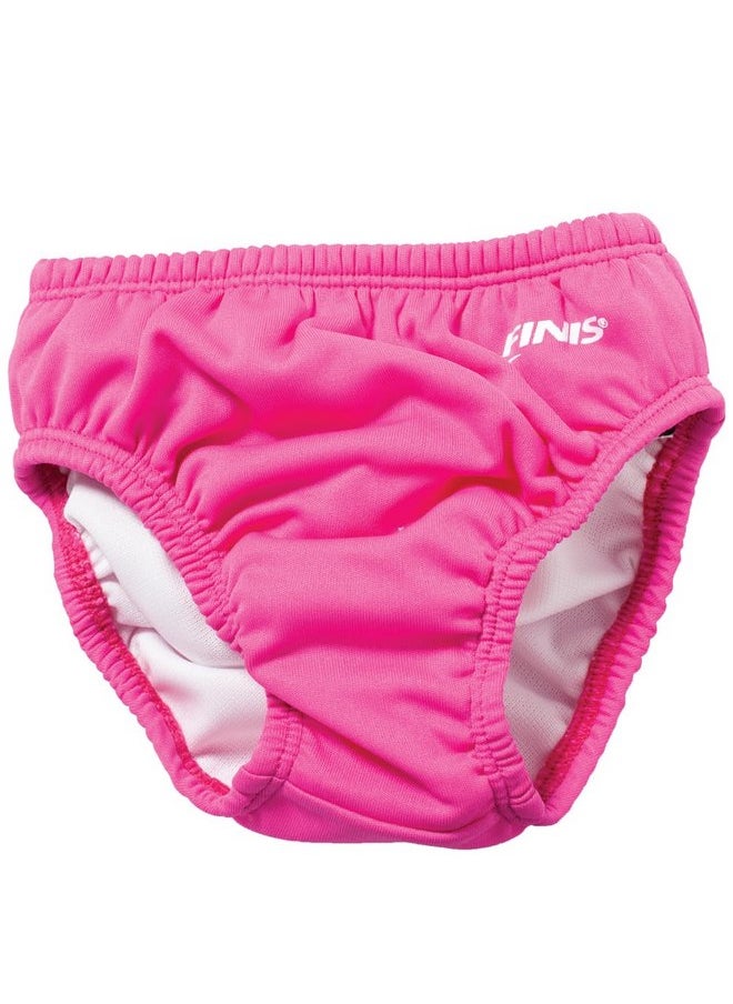 FINIS Swimming Diaper - Reusable Swim Diaper for Infants & Toddlers - Baby Swimming Essentials - UPF 50+ - Elastic Fit - Pink, Large