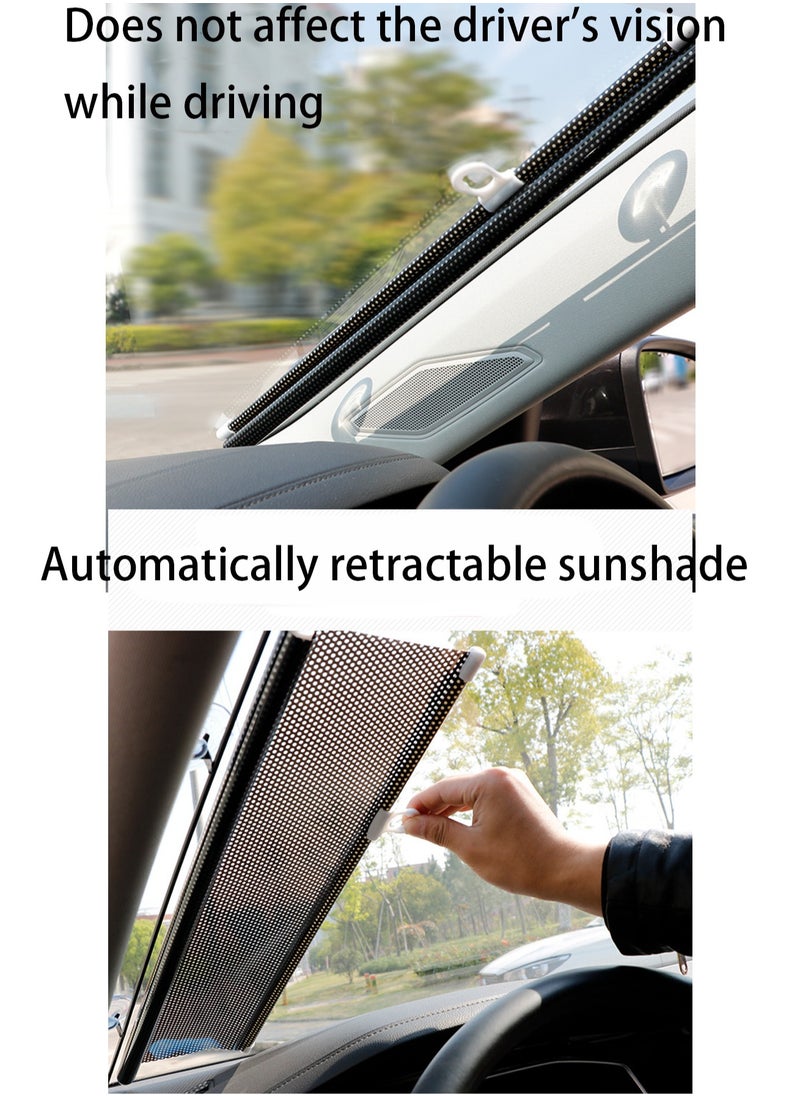 45*125 Black [3 Suction Cups Included] Retractable Car Sunshade, Large Windshield Sunshade, Protective Automatic Roller Blind Sunshade, Suitable For Small Business, Medium, Suv, Large Truck