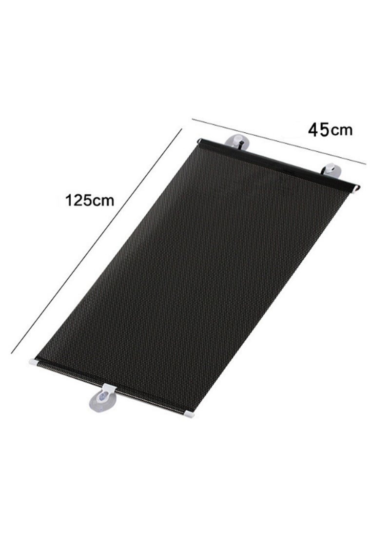 45*125 Black [3 Suction Cups Included] Retractable Car Sunshade, Large Windshield Sunshade, Protective Automatic Roller Blind Sunshade, Suitable For Small Business, Medium, Suv, Large Truck