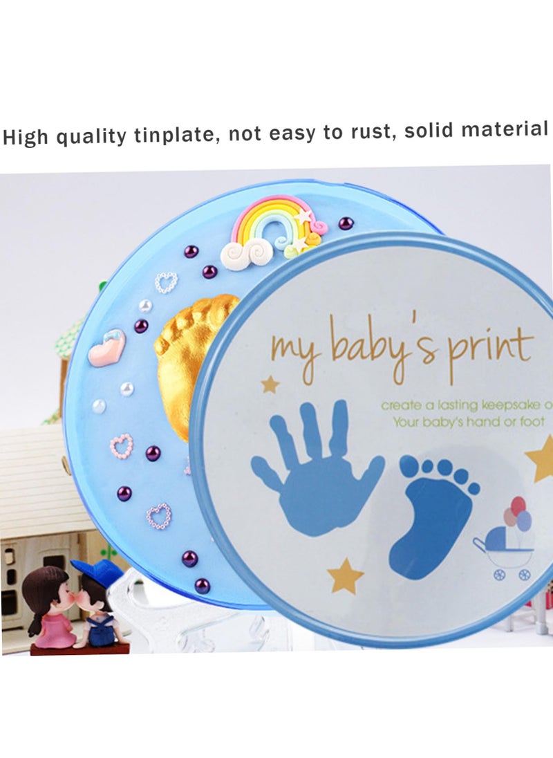 Baby Hand and Footprint Kit, Safe Baby Footprint Kit with Soft Print Mud, Sealed Baby Footprint Ornament, Paw Print Kit for New Parents, Blue Baby Handprint Kit, Newborn Hand and Footprint