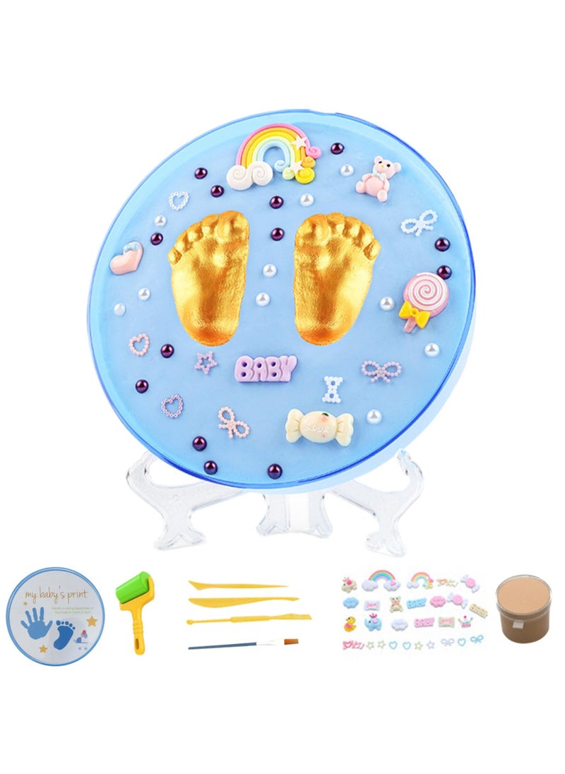 Baby Hand and Footprint Kit, Safe Baby Footprint Kit with Soft Print Mud, Sealed Baby Footprint Ornament, Paw Print Kit for New Parents, Blue Baby Handprint Kit, Newborn Hand and Footprint