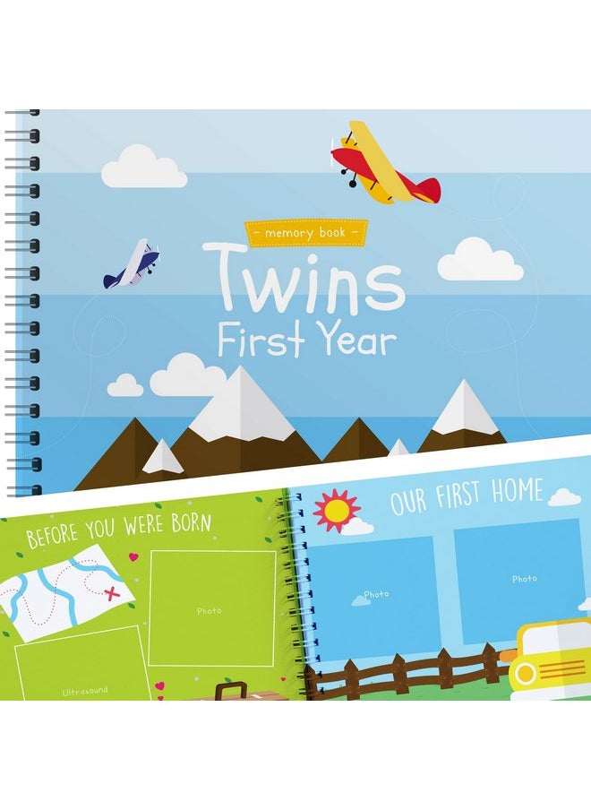 Twins First Year Memory Book - A Gorgeous Baby Keepsake Journal to Cherish Your Twin's First Year Forever! Includes Stickers, Family Tree, Holidays, Letters from Mom & Dad and Much More