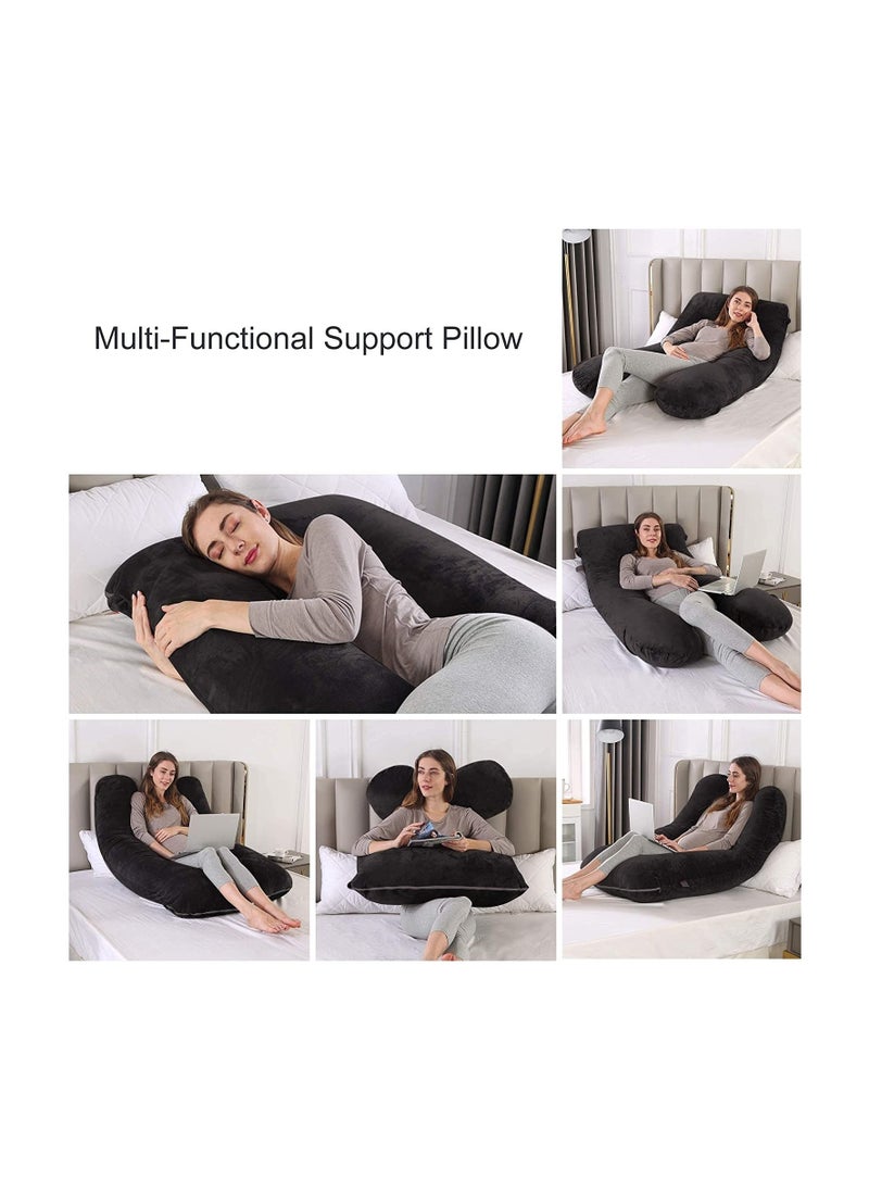 Pregnancy Pillow, Shaped Maternity Pillow with Removable Velvet Cover,Full Body Maternity Pillow Perfect to Cuddle