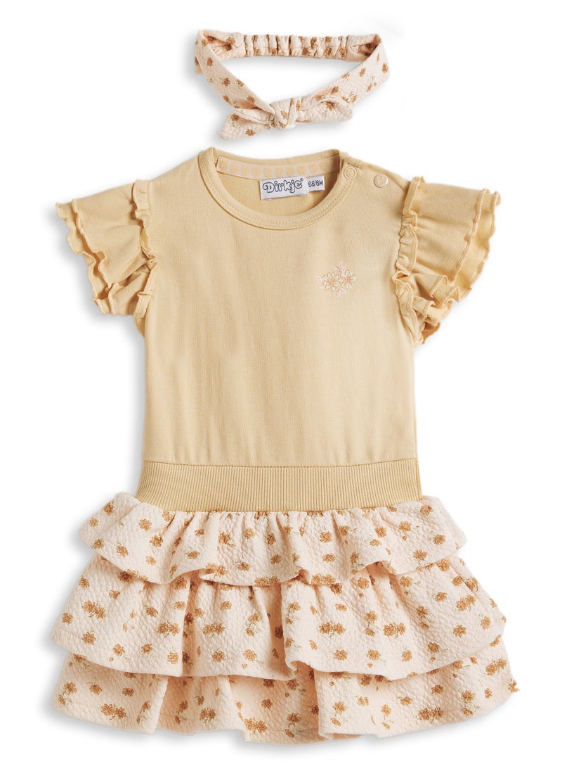 Dirkje girls tiered Dress + Matching headband