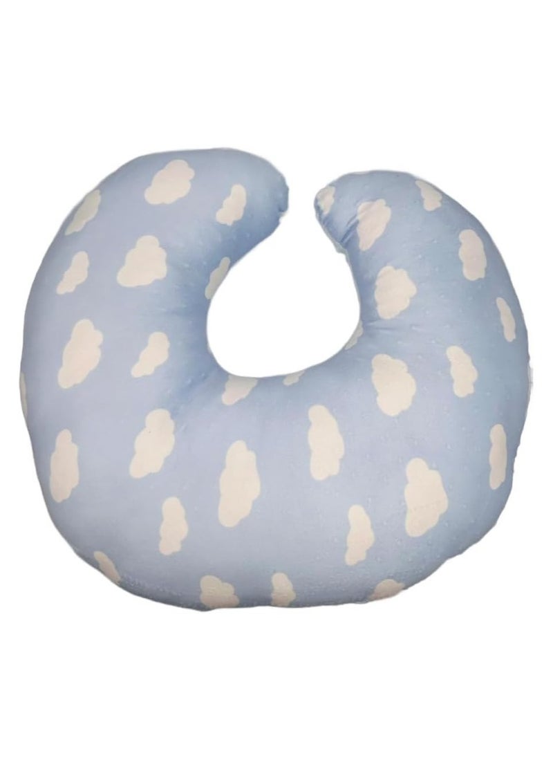 Nursing Pillow for Mom Printed Soft Cover with Breathable Filling Support Pillow for 0-12 Months Multifunctional Support Cushion for Travel Blue