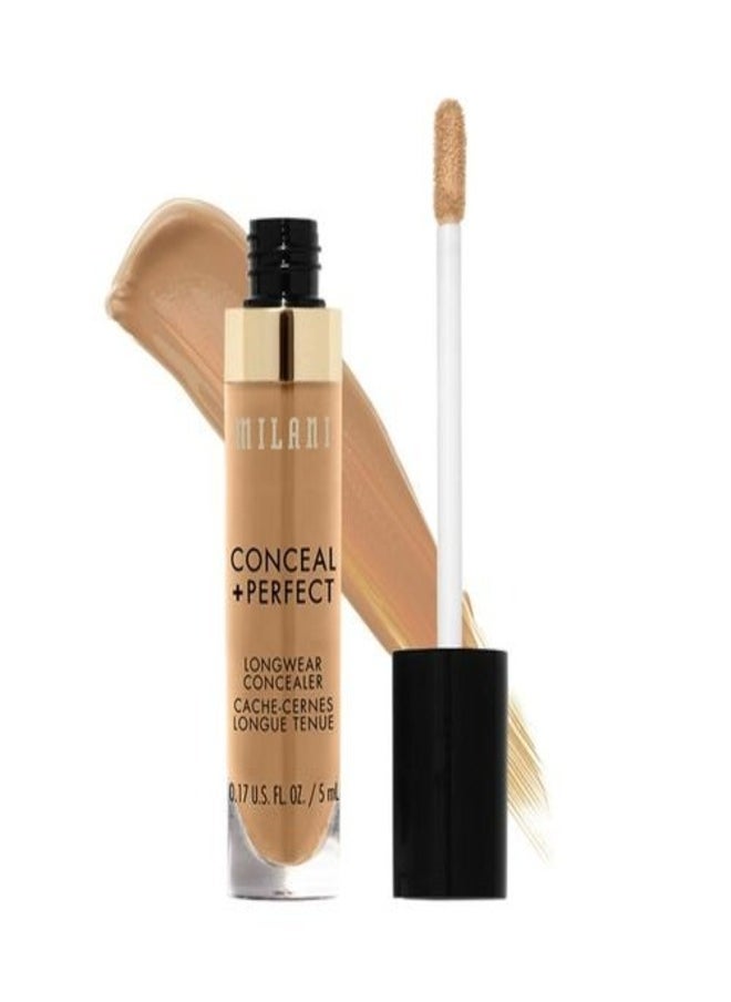 Milani Conceal + Perfect Longwear Concealer in 145 Warm Beig – Full Coverage, Lightweight Formula, 16-Hour Wear, Hydrating and Crease-Proof for Flawless Skin, 0.17 fl oz