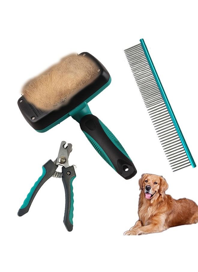 Neostyle 3PCS Pet Self-Cleaning Grooming Brush Kit