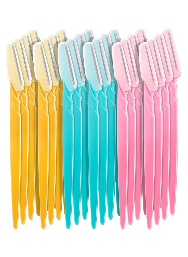 24-Piece Eyebrow Razor Set Yellow/Blue/Pink