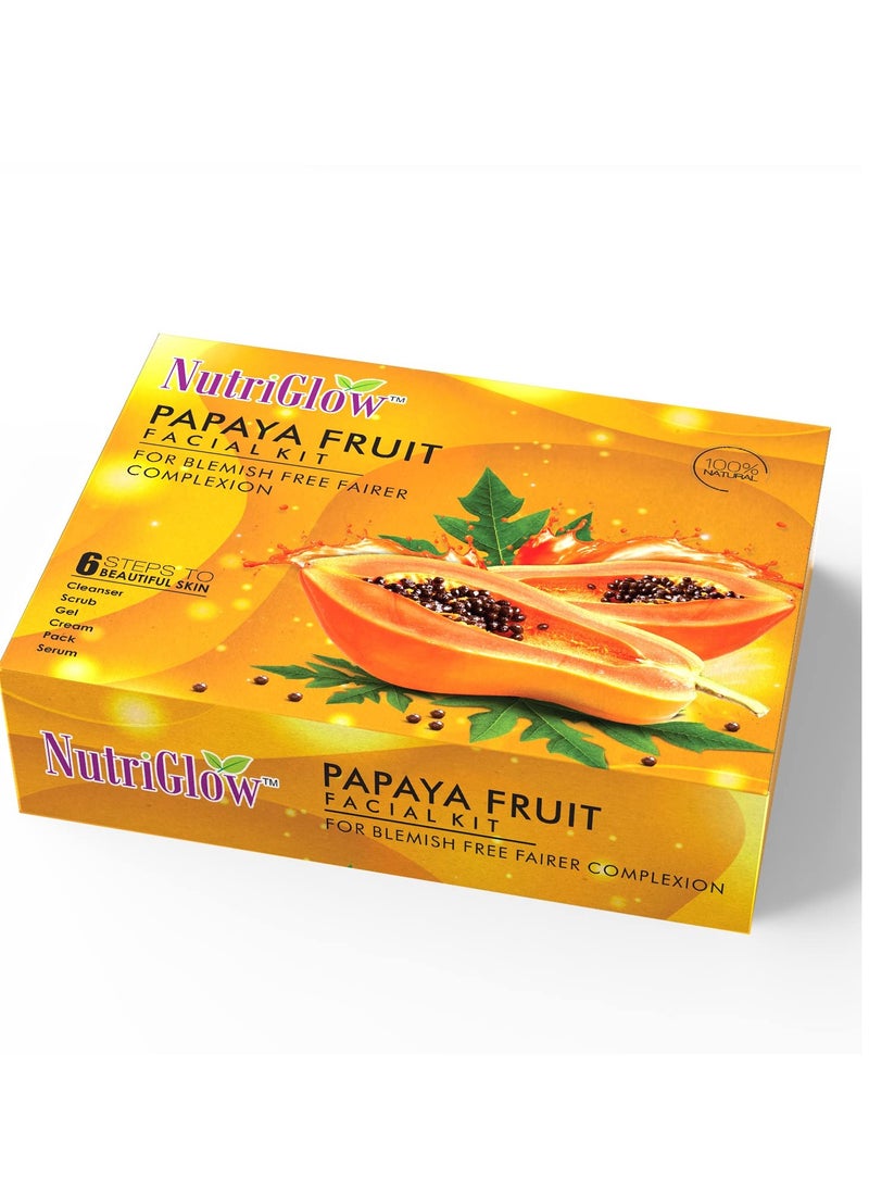 NutriGlow Papaya Fruit Facial Kit for Men, Women for Glowing Skin (250 gm + 10 ml)