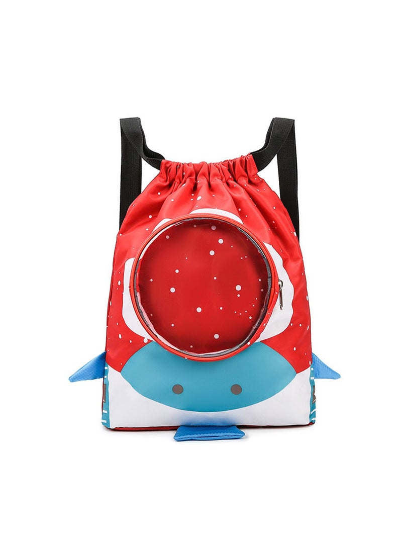 New Children's Swimming Bag Dry and Wet Separation Washing Bag Double Shoulder Cute Cartoon Beach Bag Waterproof Storage Bag (Watermelon Red)