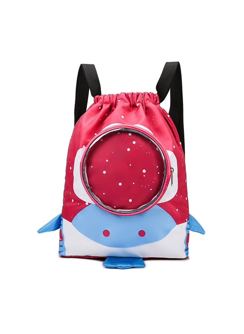 New Children's Swimming Bag Dry and Wet Separation Washing Bag Double Shoulder Cute Cartoon Beach Bag Waterproof Storage Bag (Rose Red)